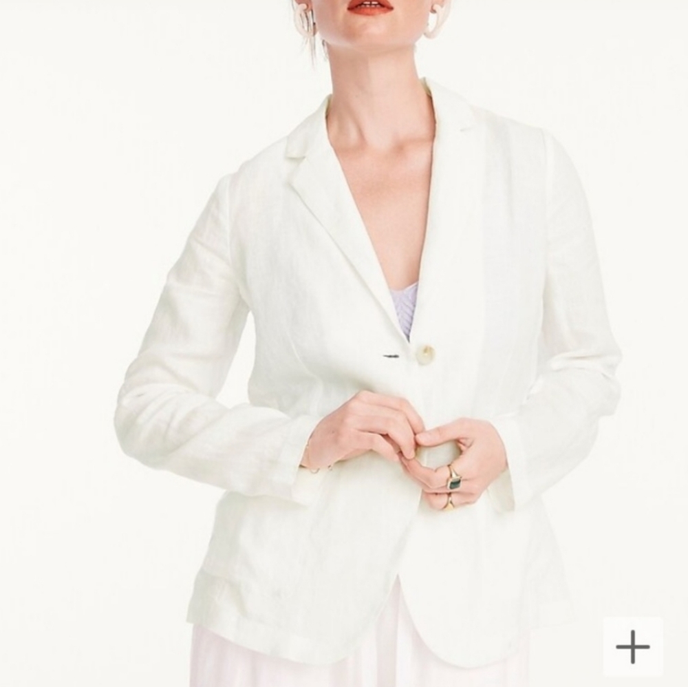 J. Crew NWT Unstructured Parke Linen Blazer White
